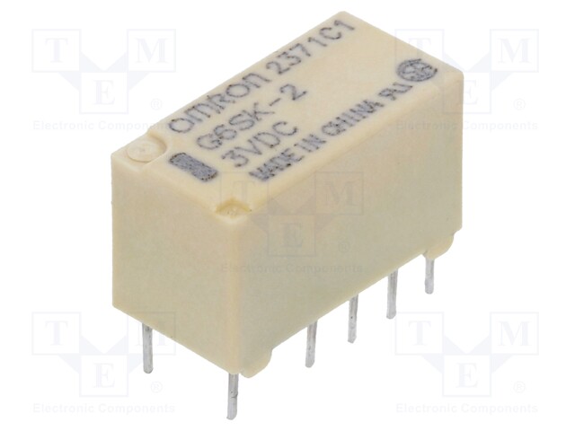 Relay: electromagnetic; DPDT; Ucoil: 3VDC; 0.5A/125VAC; 2A/30VDC