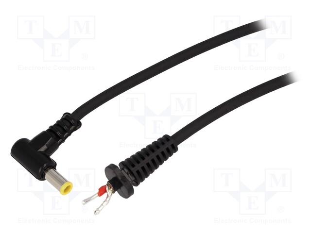 Cable; wires,DC 5,5/3,0CP plug; angled; 1mm2; black; 1.5m