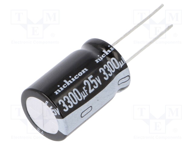 Capacitor: electrolytic; THT; 3300uF; 25VDC; Ø16x25mm; Pitch: 7.5mm