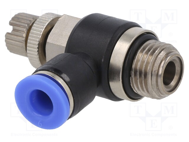 Throttle-check valve; -0.95÷15bar; nickel plated brass,PBT