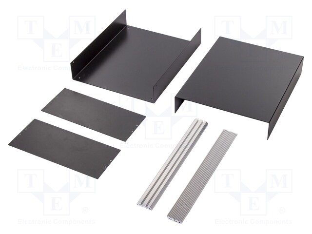 Enclosure: with panel; X: 300mm; Y: 367mm; Z: 134mm; aluminium; black