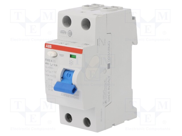 RCD breaker; Inom: 40A; Ires: 100mA; Max surge current: 5000A; 400V