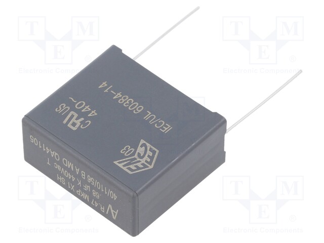 Capacitor: polypropylene; X1; 0.68uF; 440VAC; ±10%; THT; -40÷110°C