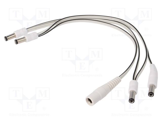 Cable; DC 5,5/2,1 plug x4,DC 5,5/2,5 socket; straight; 0.5mm2