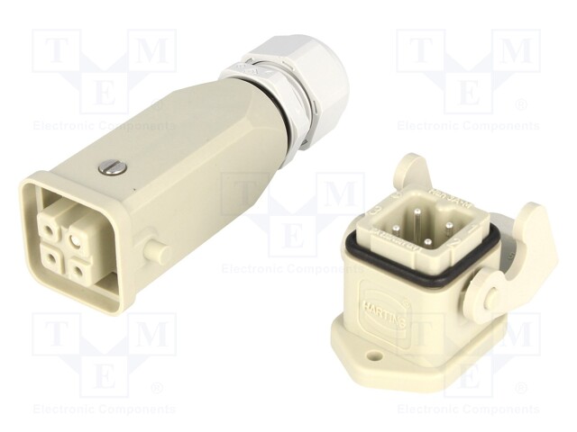 Connector: HAN; male + female; plug + socket; Han Kit; PIN: 4; 3+PE