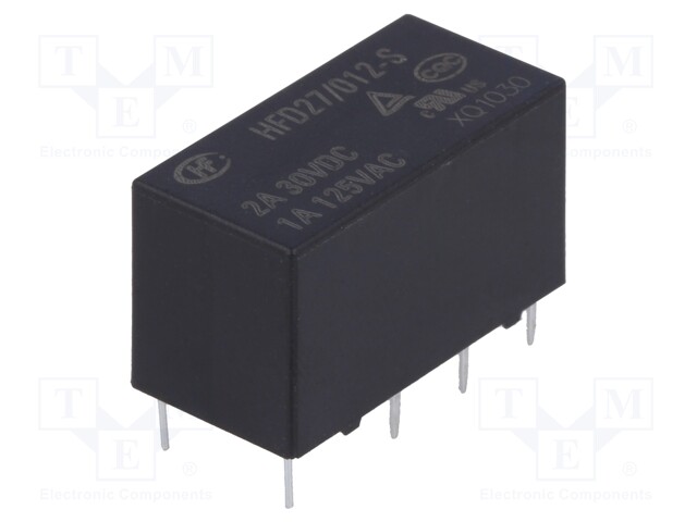 Relay: electromagnetic; DPDT; Ucoil: 12VDC; 1A/125VAC; 2A/30VDC