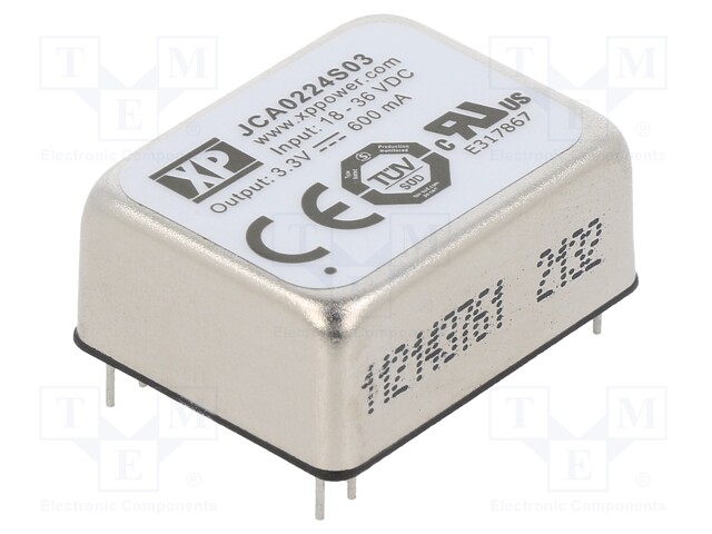 Converter: DC/DC; 2W; 3.3VDC; Mounting: THT; Series: JCA; OUT: 1