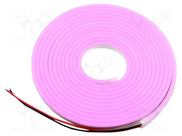 NEON LED tape; pink; 2835; 24V; LED/m: 120; 6mm; IP65; 8W/m; Thk: 12mm