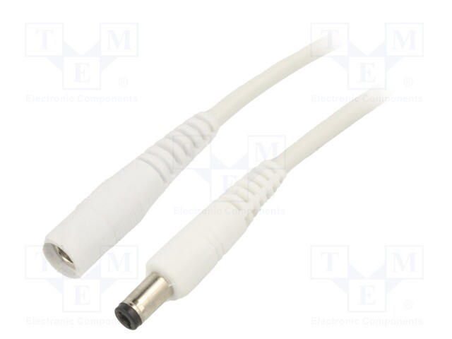 Cable; DC 5,5/2,1 plug,DC 5,5/2,1 socket; straight; 1mm2; white