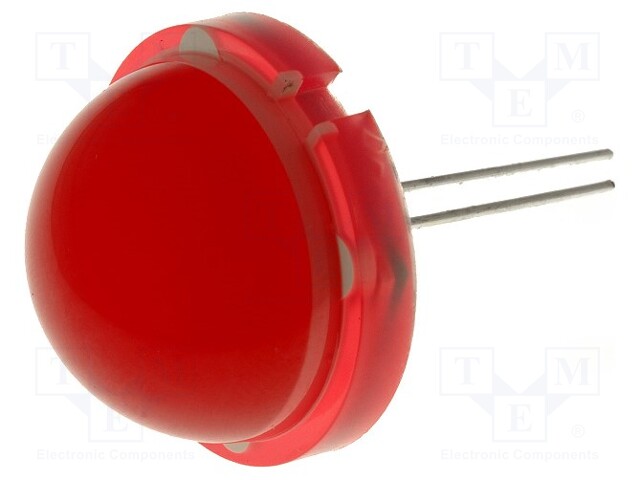 LED; 20mm; red; 40÷75mcd; 120°; No.of term: 2; 20mA; Front: convex