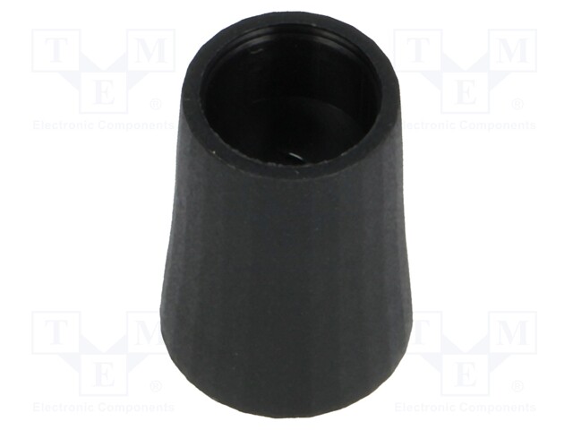 Knob; conical; thermoplastic; Shaft d: 6mm; Ø12x17mm; black