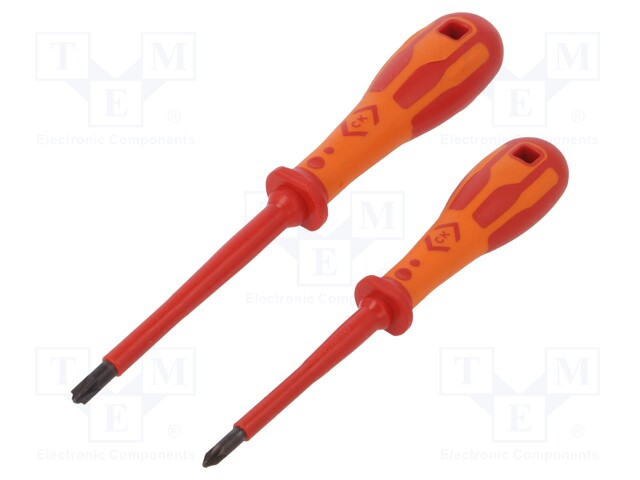 Screwdrivers; Pcs: 2; insulated; 1kVAC; Bit: Pozidriv®