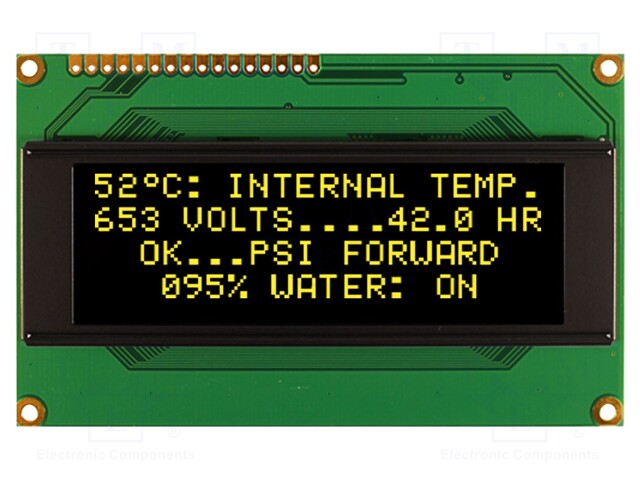 Display: OLED; alphanumeric; 20x4; Dim: 98x60x10mm; yellow; PIN: 16