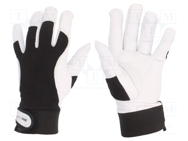 Protective gloves; Size: 9; black; natural leather