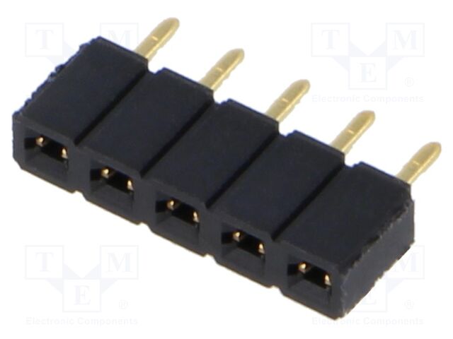 Connector: pin strips; female; PIN: 5; 2.54mm; gold-plated; THT