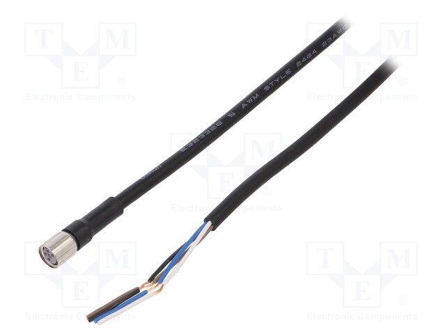 Connection lead; M8; PIN: 4; straight; Len: 5m; plug; 1A; -10÷80°C