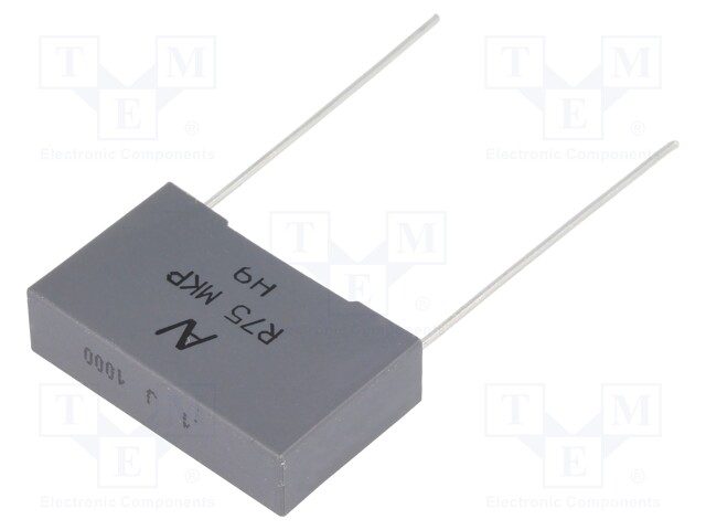 Capacitor: polypropylene; 100nF; 22.5mm; ±5%; 26.5x7x16mm; 600V/μs