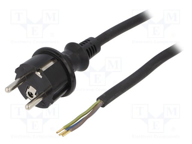 Cable; SCHUKO plug,CEE 7/7 (E/F) plug,wires; 4.5m; black; rubber