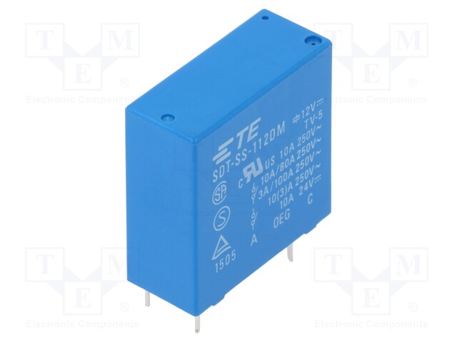 Relay: electromagnetic; SPST-NO; Ucoil: 12VDC; 10A/250VAC; 10A