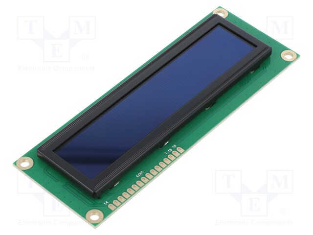 Display: OLED; alphanumeric; 16x2; Dim: 122x44x10mm; green; PIN: 16