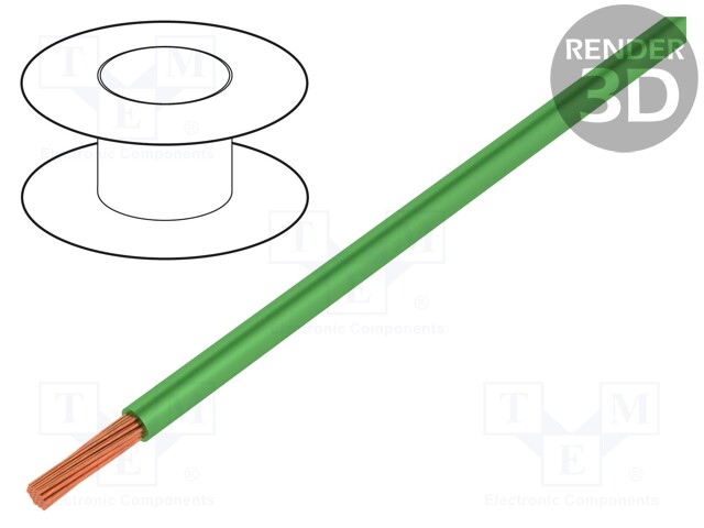 Wire; Silivolt®-E; stranded; 1x0,15mm2; silicone; green; 150V; 100m