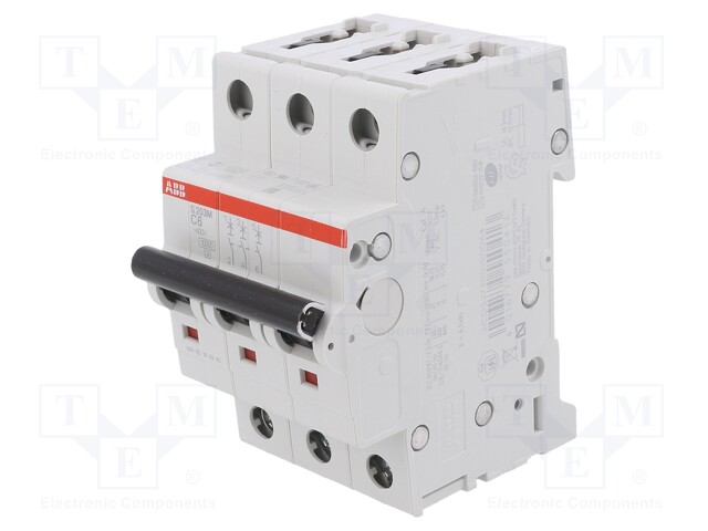 Circuit breaker; 400VAC; Inom: 6A; Poles: 3; DIN; Charact: C; 10kA