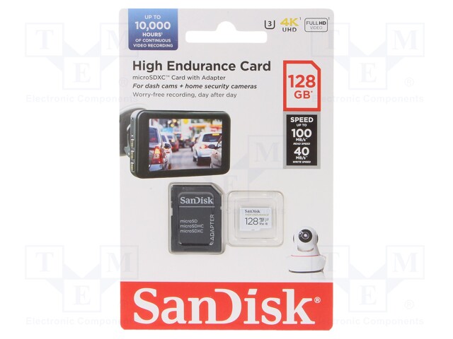 Memory card; SD XC Micro; 128GB; Read: 100MB/s; Write: 40MB/s