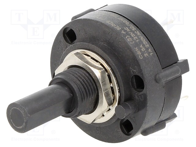 Switch: rotary; Pos: 4; SPDT; 2.5A/125VAC; 0.35A/125VDC; 90°