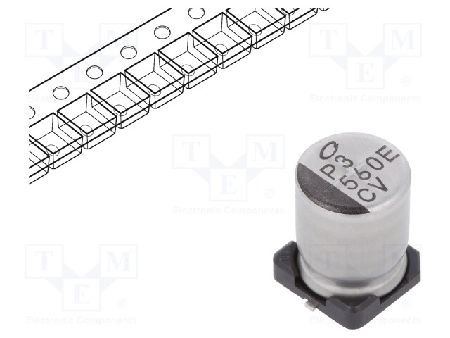 Capacitor: electrolytic; low impedance; SMD; 560uF; 25VDC; Ø8x10mm