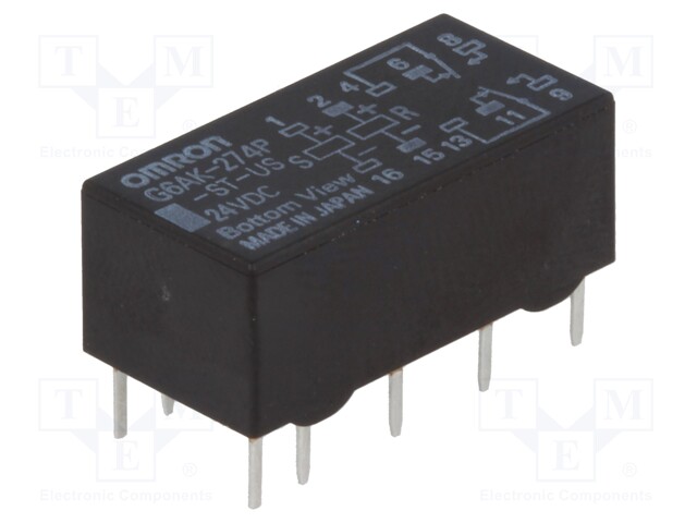 Relay: electromagnetic; DPDT; Ucoil: 24VDC; 0.5A/125VAC; 2A/30VDC