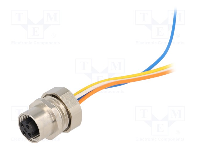 Socket; M12; PIN: 4; female; D code-Ethernet; cables; 0.5m