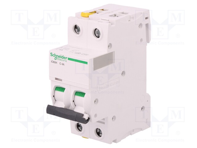 Circuit breaker; 400VAC; Inom: 4A; Poles: 2; DIN; Charact: C; 10kA