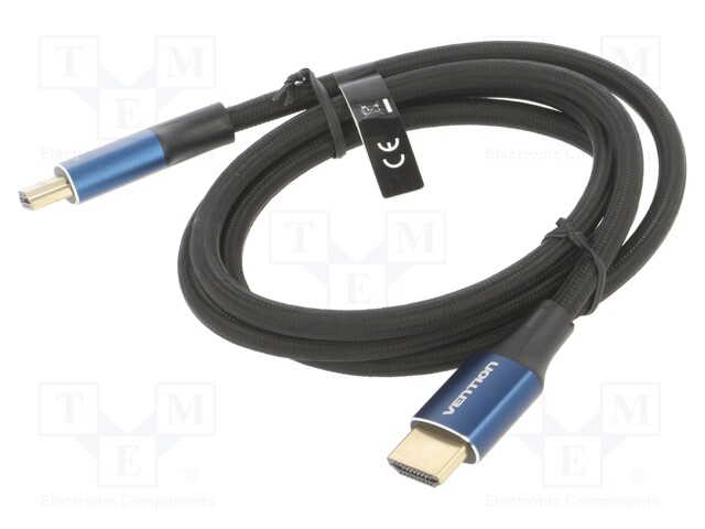Cable; HDMI 2.1; HDMI plug,both sides; PVC; textile; Len: 1m; black