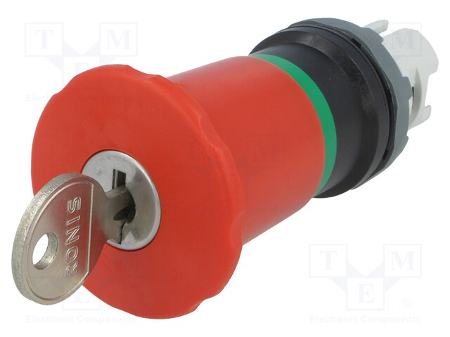 Switch: emergency stop with key; Stabl.pos: 2; 22mm; red; IP66