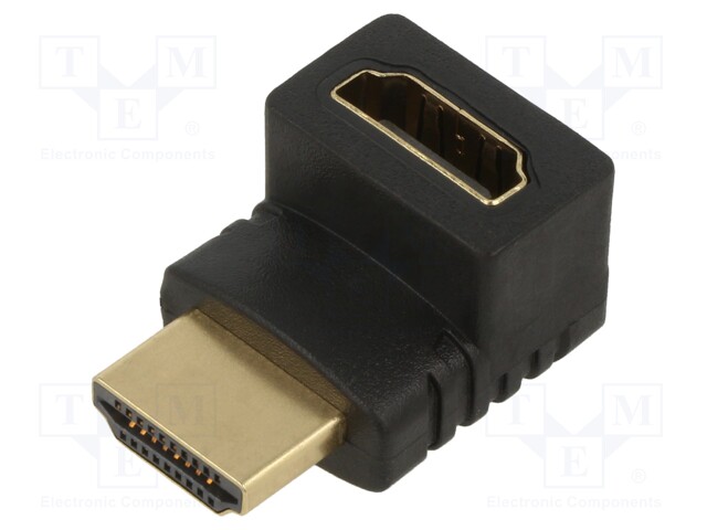 Adapter; HDMI 1.4; HDMI socket 90°,HDMI plug; black