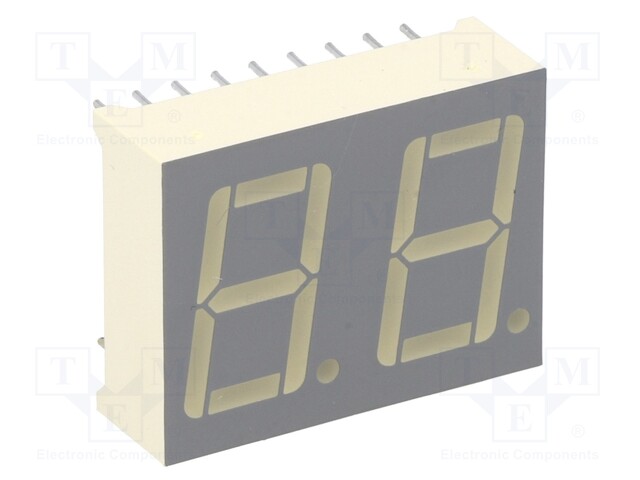 Display: LED; 7-segment; 14mm; 0.56"; No.char: 2; red; 8÷24mcd; anode