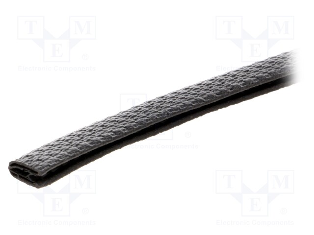 Hole and edge shield; PVC; L: 10m; black; H: 9mm; W: 6mm; industrial