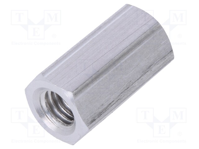 Screwed spacer sleeve; Int.thread: M5; 15mm; hexagonal; aluminium