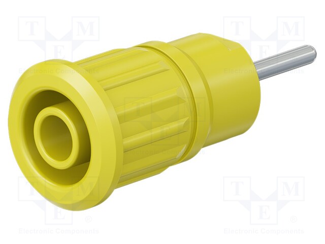 Socket; 4mm banana; 24A; 1kV; L: 35.5mm; yellow; nickel plated