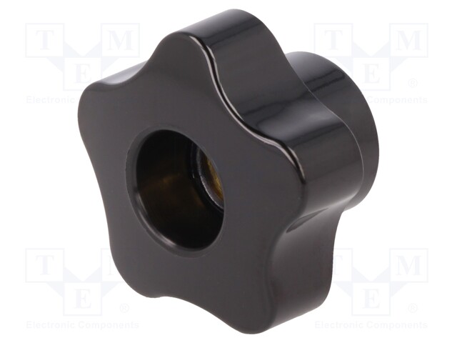 Knob; Dia: 70mm; M12; 26mm; H: 45mm; duroplast (PF); black gloss