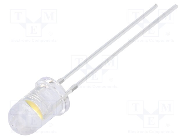 LED; 5mm; white warm; 22000÷25000mcd; 10÷12lm; 60°; 15mA; 7.8÷9.5V