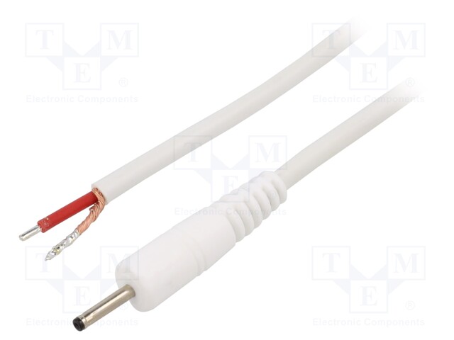Cable; wires,DC 0,7/2,35 plug; straight; 1mm2; white; 0.5m