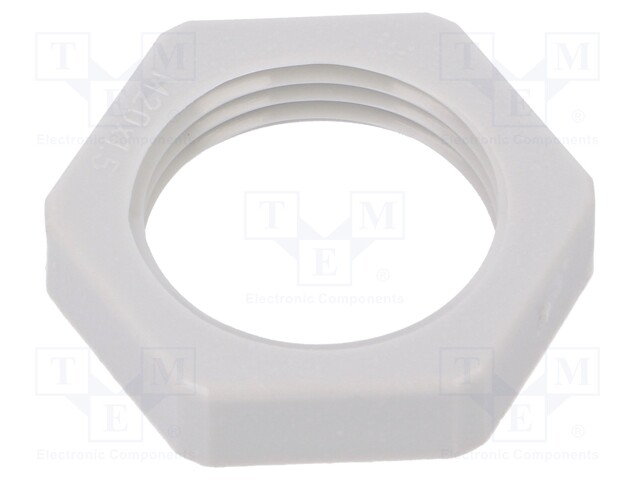 Nut; M20; polyamide; D: 6mm; Spanner: 26mm; light grey; Pitch: 1,5