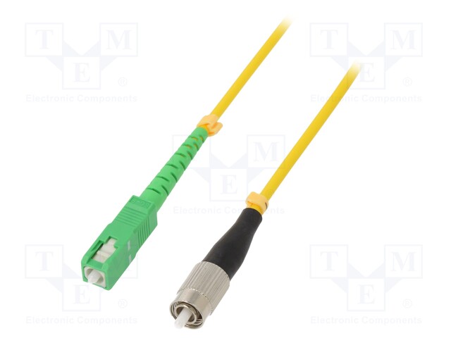 Fiber patch cord; FC/UPC,SC/APC; 50m; LSZH; yellow; Wire dia: 3mm