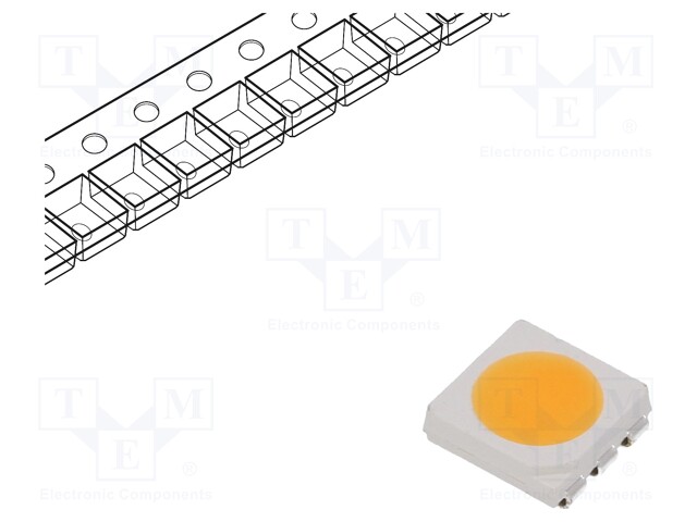 LED; SMD; 5050; white warm; 20÷22lm; 5800÷7000mcd; 120°; 60mA; 270mW