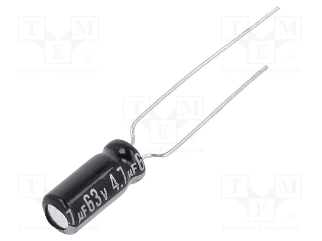 Electrolytic Capacitor, 4.7 µF, 63 V, EB Series, ± 20%, Radial Leaded, 5000 hours @ 105°C