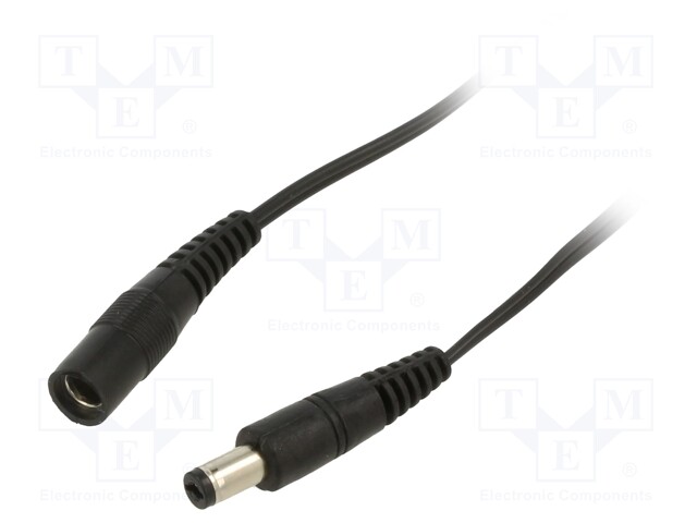 Cable; DC 5,5/2,1 plug,DC 5,5/2,1 socket; straight; 0.5mm2; 5m