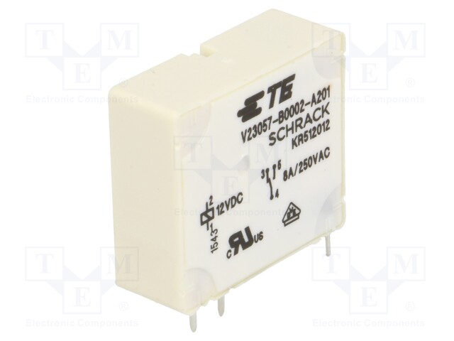 Relay: electromagnetic; SPDT; Ucoil: 12VDC; 8A/250VAC; 8A/24VDC; 8A