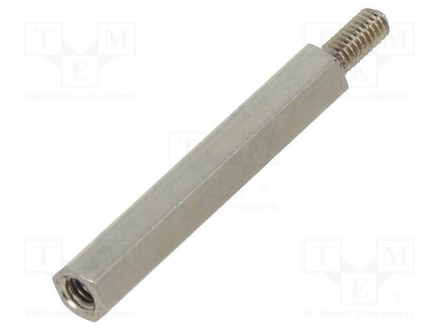 Screwed spacer sleeve; Int.thread: M2,5; 25mm; Ext.thread: M2,5