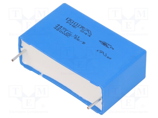 Capacitor: polypropylene; X1; 1uF; 480VAC; ±20%; THT; Pitch: 37.5mm